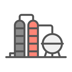refinery filled outline icon, refinery color line illustration.
