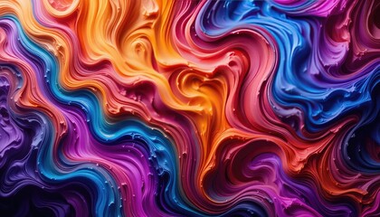 Obraz premium Vibrant Abstract Fluid Art – Colorful Swirling Paint Texture