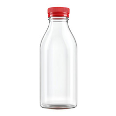 Empty glass bottle with red cap product packaging design mockup