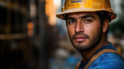 Obraz premium Construction workers of Mexican descent are engaged in constructing residential buildings at a busy urban site during daylight hours