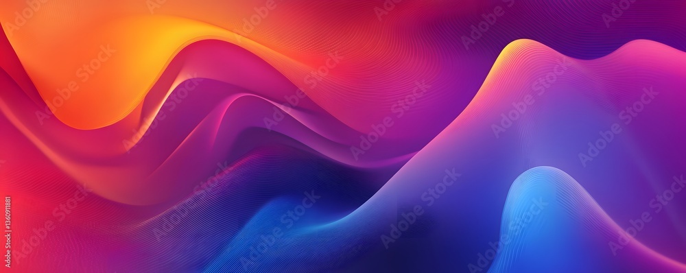 Poster colorful abstract waves flowing seamlessly in vibrant motion