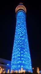 Illuminated Tower at Night.