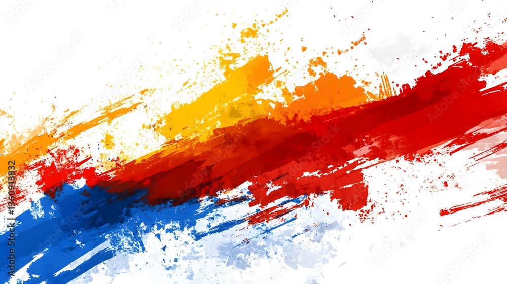 Poster colorful brushstrokes creating an abstract painting effect with vibrant hues