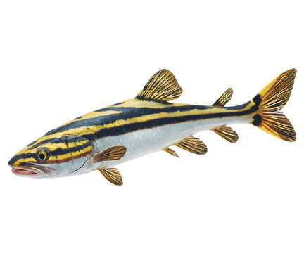 Striking Tiger Shovelnose Catfish Portrait, A Captivating Glimpse into the Underwater World Featuring Distinctive Stripes and Unique Anatomy for Aquatic Enthusiasts