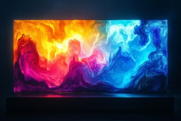 Celestial Convergence: A captivating composition, where vibrant hues dance and mingle, forming an abstract display of artistry and ethereal beauty. The dynamic blend of colors.