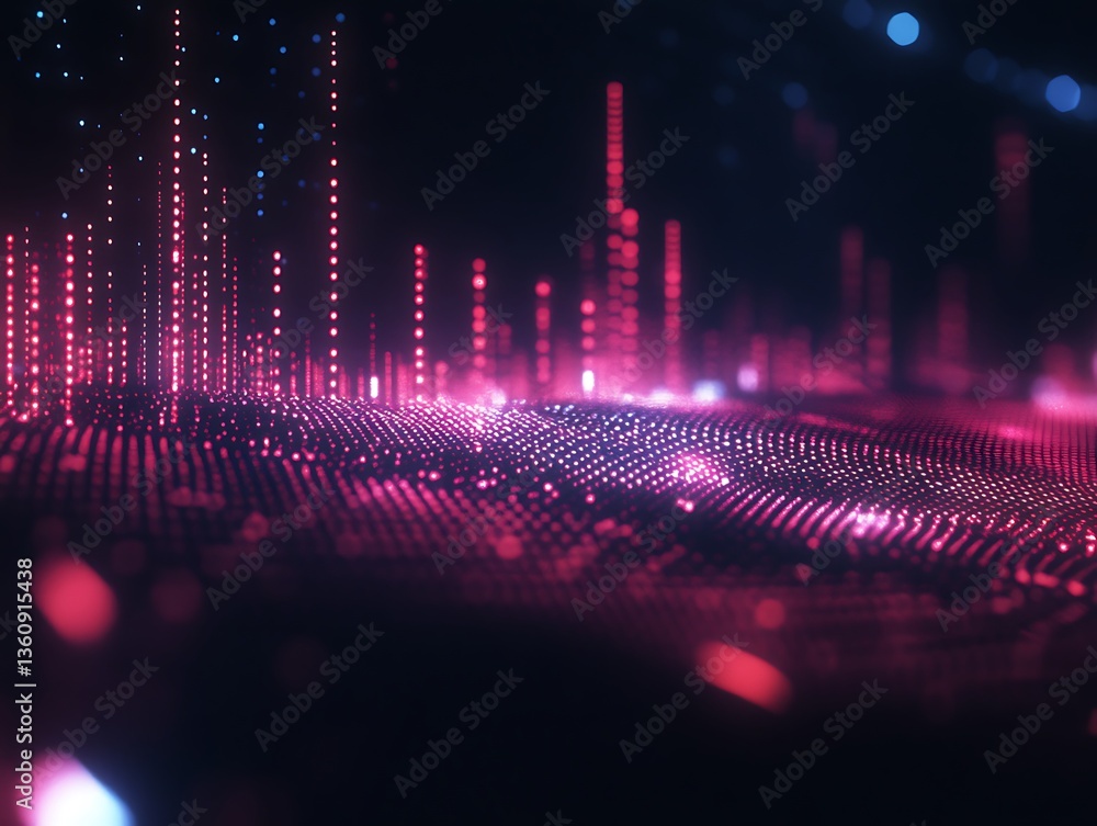 Aufkleber luminous data field emitting digital signals against dark tech backdrop