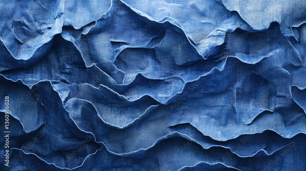 Aufkleber blue fabric forming wavy and textured abstract pattern