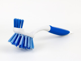 White blue dish washing brush isolated - on white background