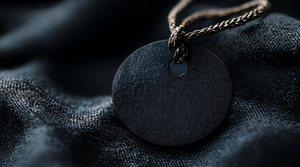  navy blue round name tag with white lettering