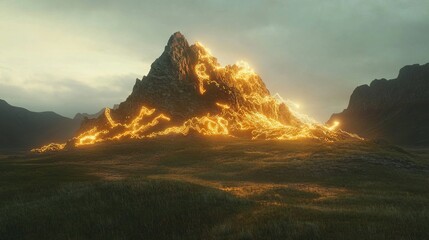 Obraz premium Generic Mountain Where Moment Glowing Hovering Wind