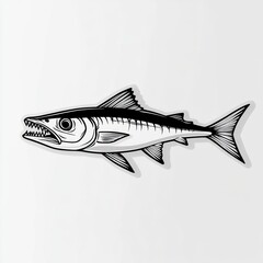 Fototapeta premium Line art drawing of a predatory fish