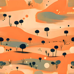 Abstract Bengal Landscape-Inspired Textile Pattern