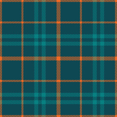 Pale Deep Teal and Smoky Orange Seamless Tartan Textile Design