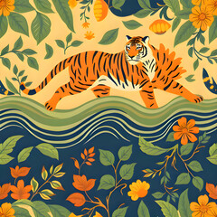 Sunderbans Folk Tapestry &ndash; Bengal Nature-Inspired Seamless Pattern