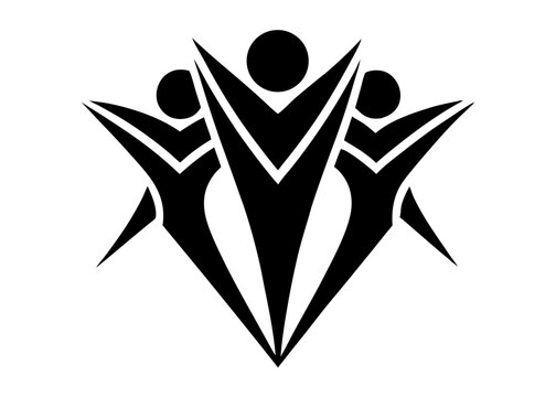 Symbol of Unity: A minimalist graphic design features abstract figures of human, embodying unity and cooperation, perfect for representing teamwork and solidarity.