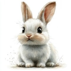 Obraz premium Watercolor Easter bunny featuring gentle details and a dreamy muted palette creates a soothing winter nursery atmosphere. Perfect for celebrating the season with a touch of wonder