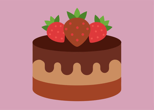 Sweet Temptation: An inviting graphic showcases a rich chocolate cake adorned with vibrant strawberries, symbolizing the art of culinary creation and evoking a sense of delight.
