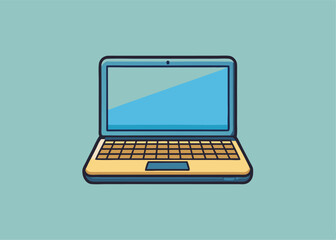 Laptop Icon on Solid Background: A stylized laptop icon with a vibrant screen against a calming, solid background, symbolizing technology and work.