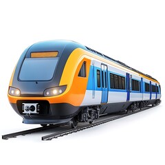 Fototapeta premium Passenger train isolated on white background