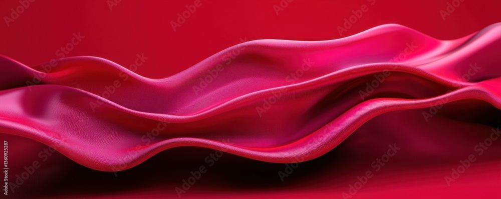 Poster a flowing, textured fabric in vibrant red tones, showcasing soft waves and a smooth surface, creatin