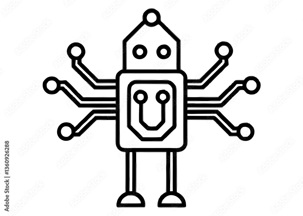 Poster circuit board robot: a sleek and stylized representation of a circuit board transformed into a robot