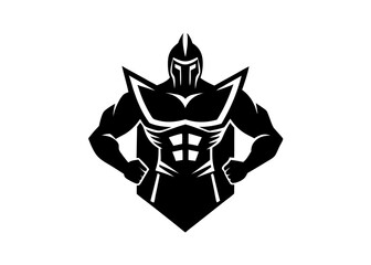 Gladiator's Triumph: A powerful silhouette of a gladiator stands proudly, embodying strength and valor. The image is designed for print.