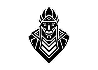 Geometric Portrait of a Native American: A striking black and white geometric illustration of a Native American, exuding strength and cultural significance.