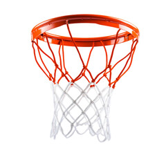 Orange basketball hoop net close-up view sports equipment game play,