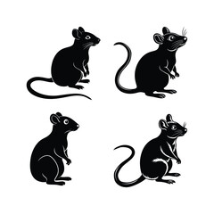 Black silhouette of a mouse sitting 1