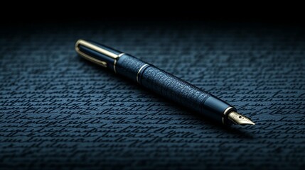 Elegant fountain pen rests on a page of handwritten script.
