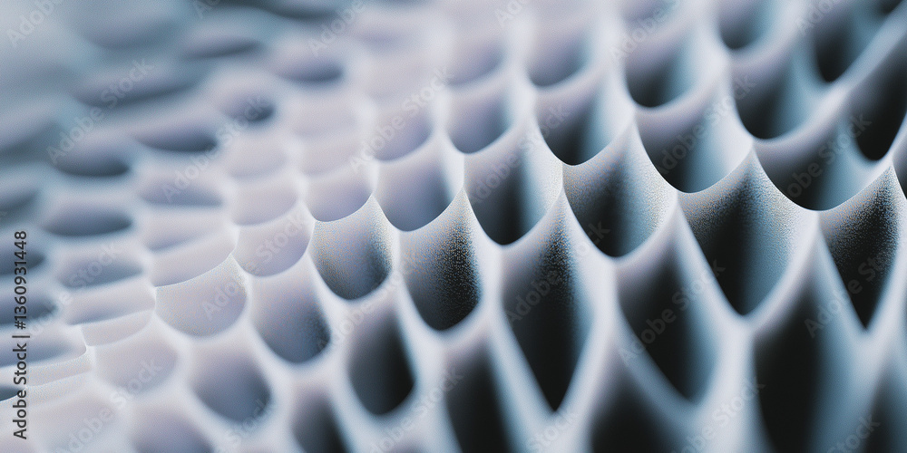 Poster abstract parametric surface forming wavy grid pattern, 3d illustration
