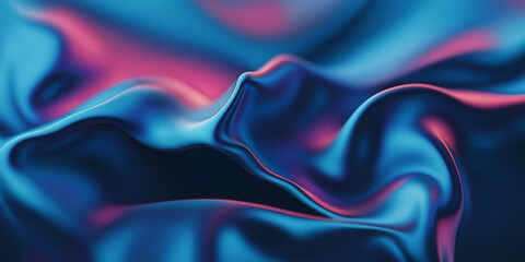 Fototapeta premium Flowing metallic blue and pink fabric creating abstract shapes
