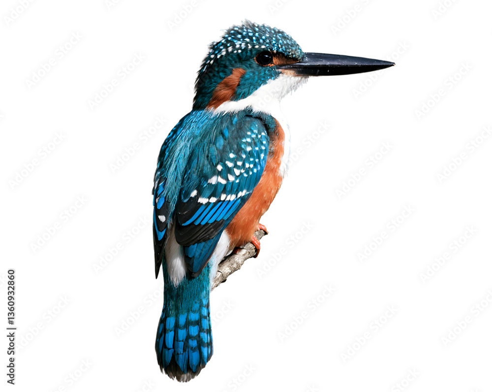 Poster vibrant amazon kingfisher perched on a branch showcasing its colorful plumage, striking patterns, an
