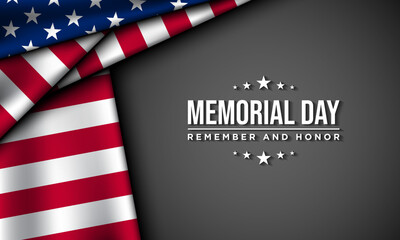 Fototapeta premium Memorial Day Greeting Card Design with United States Flag Illustration.