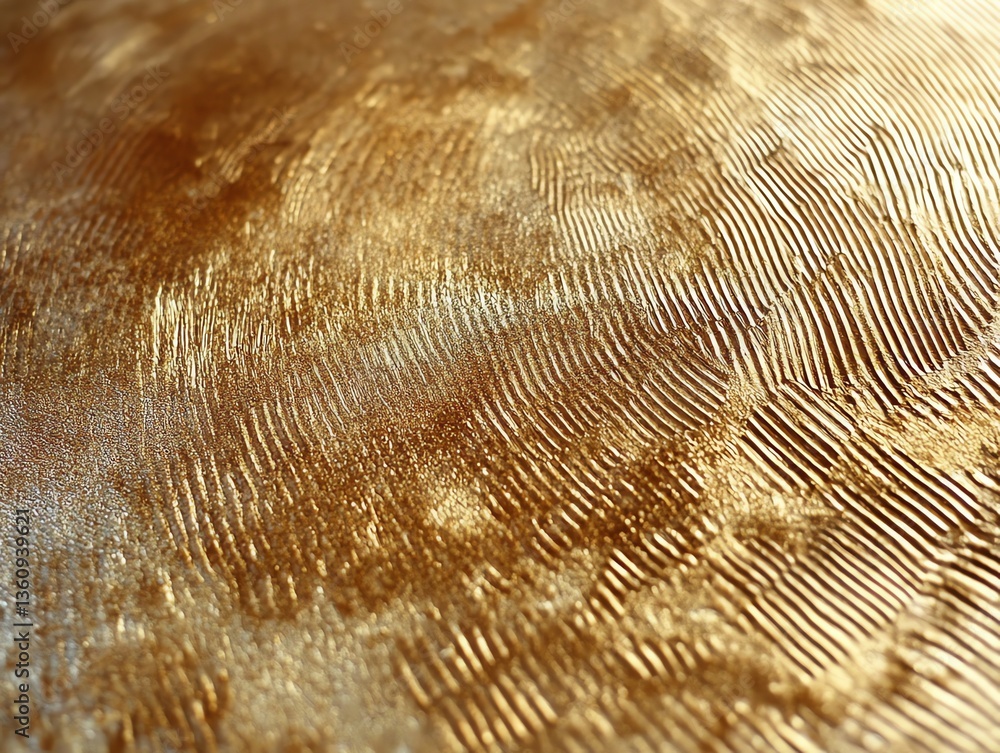 Poster golden textured surface with grooves and light reflections abstract background