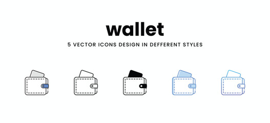 wallet vector icons set stock illustration