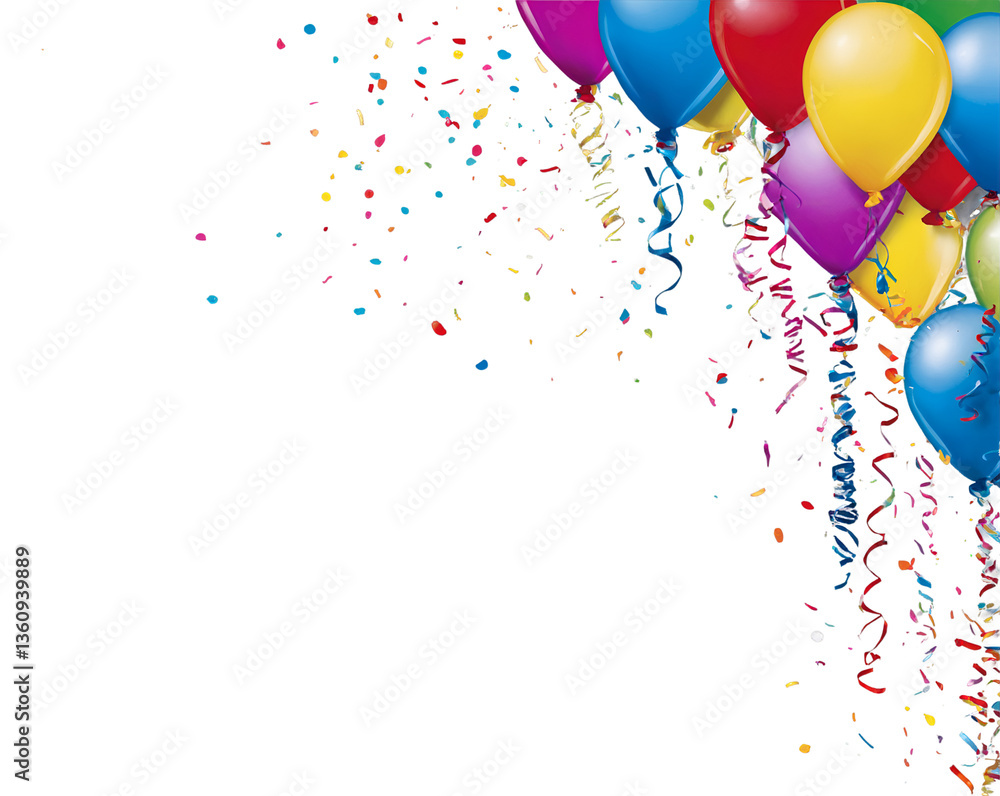 Aufkleber vibrant celebration, a festive array of balloons and confetti creating a joyful frame perfect for bi