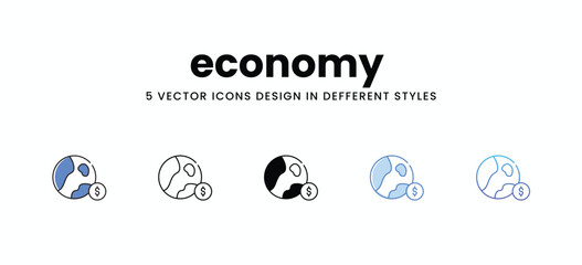 economy vector icons set stock illustration