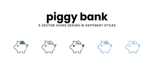piggy bank vector icons set stock illustration