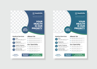 Modern healthcare medical flyer template design for a4 size