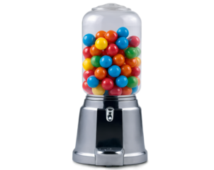 Vibrant Gumball Machine, A Nostalgic Treat of Assorted Colors, Perfect for Adding a Touch of Fun and Sweetness to Any Setting with its Classic Design and Cheerful Appeal