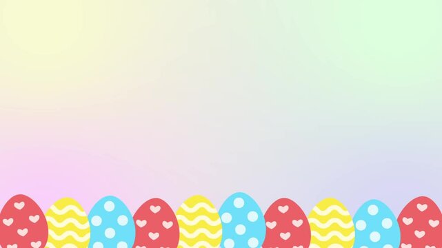 Easter eggs animation. Animated easter border on gradient background