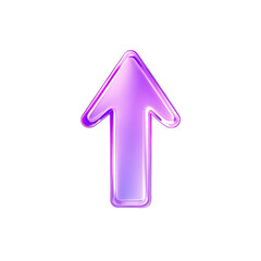 A vibrant purple arrow pointing upwards, symbolizing growth, progress, and ascension with a glossy, 3D effect against a white background.