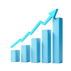 Skyrocketing Success: A vibrant upward trend depicted in a dynamic blue 3D bar graph showcasing exponential growth.