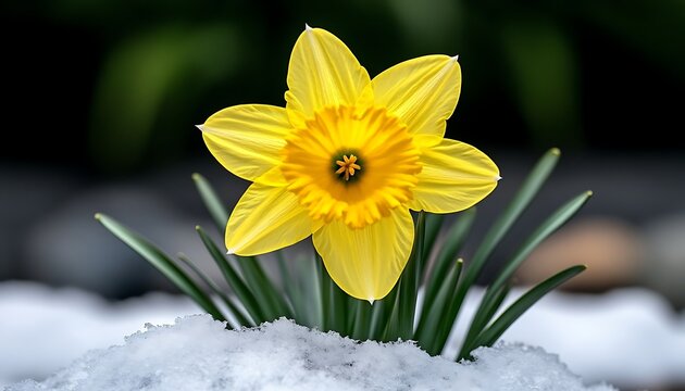 Spring Daffodil in Snow