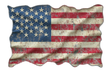 Aged Glory: The United States flag stands weathered and worn, a testament to time and heritage. This image evokes patriotism and a sense of history.