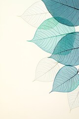 Pastel Leaf Vein Structures in Turquoise and White Delicate Arrangement