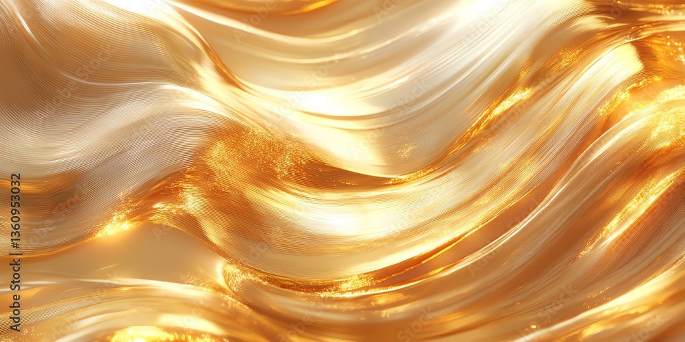 Poster golden waves flowing with shimmering light and texture abstract