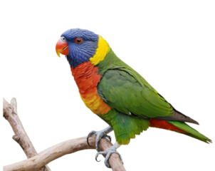 Vibrant Rainbow Lorikeet Portrait, Capturing the Exotic Beauty and Vivid Colors of a Tropical Bird Perched on a Branch in Stunning Detail