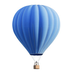 Fototapeta premium Blue Hot Air Balloon Isolated White Background Adventure Travel Flight,